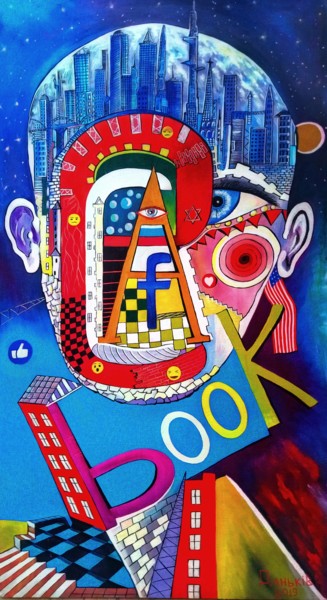 Картина под названием "Facebook Mark men" - Vladislav Dankiv, Подлинное произведение искусства, Масло