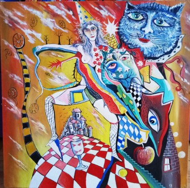 Картина под названием "Кот Галилея" - Vladislav Dankiv, Подлинное произведение искусства, Масло