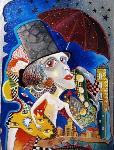Pittura intitolato "Собиратель умов" da Vladislav Dankiv, Opera d'arte originale, Olio