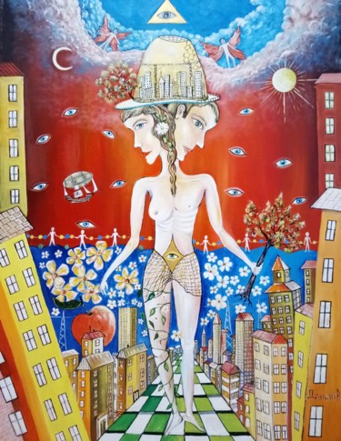 Peinture intitulée "Жизнь на двоих" par Vladislav Dankiv, Œuvre d'art originale, Huile