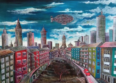 Картина под названием "Город забытия" - Vladislav Dankiv, Подлинное произведение искусства, Масло