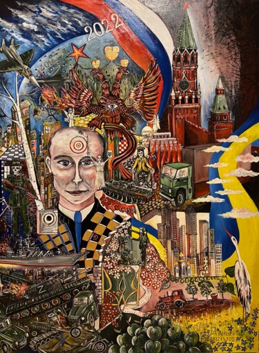 Картина под названием "Війна світоглядів" - Vladislav Dankiv, Подлинное произведение искусства, Масло