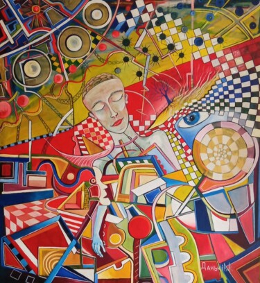 Peinture intitulée ""Рождение мысли"" par Vladislav Dankiv, Œuvre d'art originale, Huile