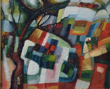 Peinture intitulée "In grandma's summer" par Dalibor Dubový, Œuvre d'art originale, Huile Monté sur Châssis en bois