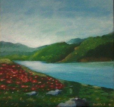 Painting titled "Rio Azul" by Dalila Silva, Original Artwork, Acrylic