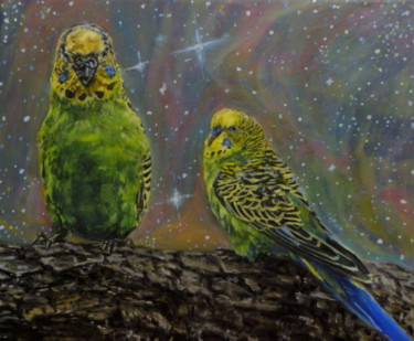 Painting titled "Parrots" by Dalila Trendafilova, Original Artwork, Oil