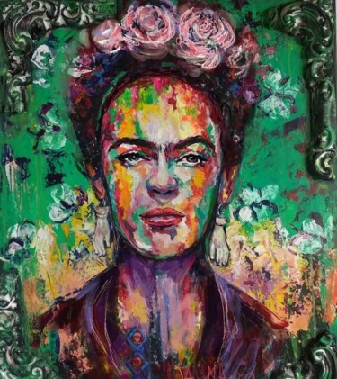 Schilderij getiteld "Frida Artist" door Dalinina, Origineel Kunstwerk, Acryl