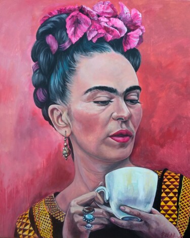 Pittura intitolato "Frida Kahlo Tee" da Dalinina, Opera d'arte originale, Acrilico