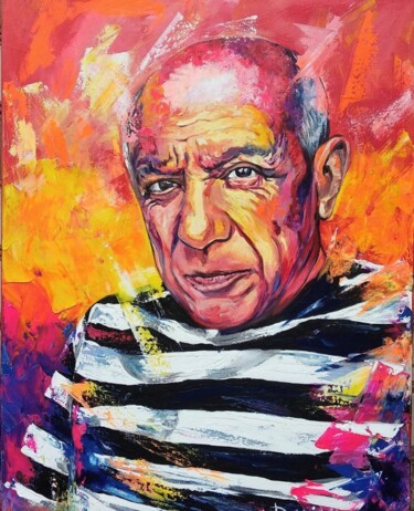 Painting titled "Pablo Picasso" by Dalinina, Original Artwork, Acrylic