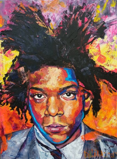 Malerei mit dem Titel "Jean-Michel Basquia…" von Dalinina, Original-Kunstwerk, Acryl Auf Keilrahmen aus Holz montiert