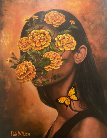 Impressões e gravuras intitulada "Yellow Butterfly" por Dalinina, Obras de arte originais, Impressão digital Montado em Arma…