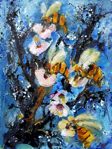Painting titled "пчелы" by Dall Din, Original Artwork, Oil