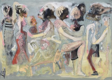 Painting titled "WEEKEND PARTY IN LO…" by Dalma Dobisz, Original Artwork, Oil