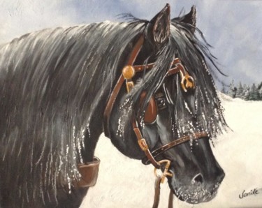 Painting titled "Petit cheval de fer" by Janike Castonguay, Original Artwork, Acrylic