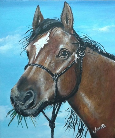 Painting titled "Le quater horse" by Janike Castonguay, Original Artwork, Acrylic