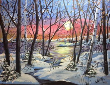 Painting titled "douceur hivernale" by Janike Castonguay, Original Artwork, Acrylic