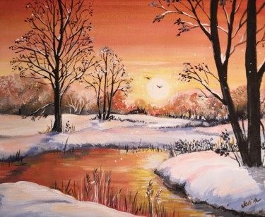 Painting titled "Crépuscule" by Janike Castonguay, Original Artwork, Acrylic