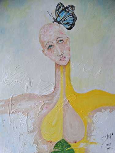 Peinture intitulée "Mariposa azul" par David Alvarado Mora, Œuvre d'art originale, Acrylique