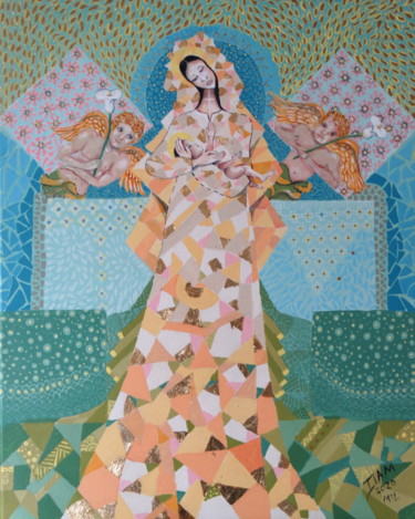 Peinture intitulée "Madre,Virgen y Reina" par David Alvarado Mora, Œuvre d'art originale, Acrylique