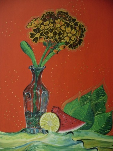 Peinture intitulée "El vaso azul" par David Alvarado Mora, Œuvre d'art originale, Huile