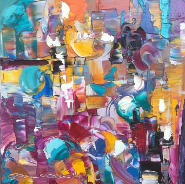 Картина под названием "Color's cercles" - Dam Domido, Подлинное произведение искусства, Масло Установлен на Деревянная рама…
