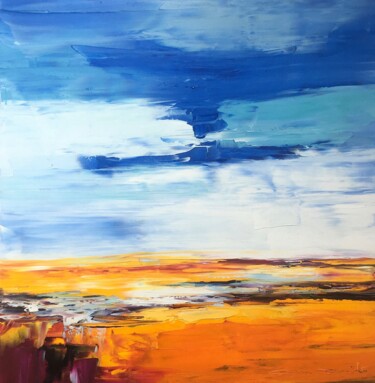 Painting titled "Horizons lointains" by Dam Domido, Original Artwork, Oil