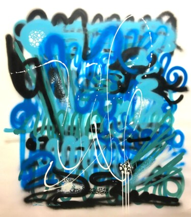 Pittura intitolato "Graffiti blues" da Dam Domido, Opera d'arte originale, Spray