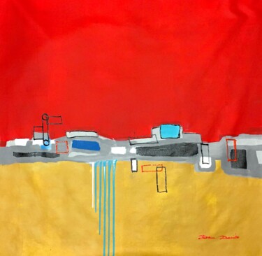 Malerei mit dem Titel "Blocs turquoise" von Dam Domido, Original-Kunstwerk, Acryl