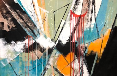 Schilderij getiteld "Abstraction géométr…" door Dam Domido, Origineel Kunstwerk, Acryl