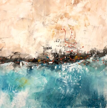 Painting titled "Peaceful seascape" by Dam Domido, Original Artwork, Acrylic