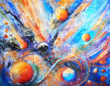 Peinture intitulée """Intergalactique"" par Dam Domido, Œuvre d'art originale, Huile