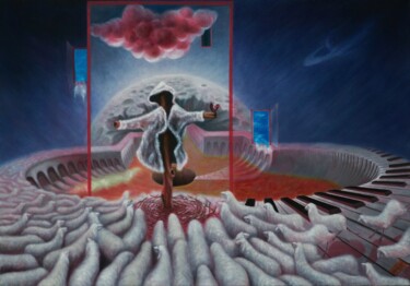 Painting titled "the call of the she…" by Dam Tung, Original Artwork, Oil
