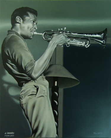 Schilderij getiteld "Miles Davis" door Alain Dambès, Origineel Kunstwerk, Olie