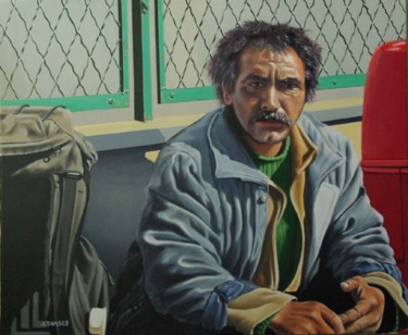Painting titled "SDF" by Alain Dambès, Original Artwork, Oil