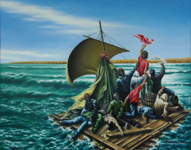 Painting titled "RIVES DE L'ELDORADO…" by Alain Dambès, Original Artwork, Oil