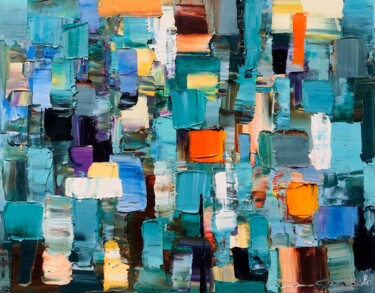 Painting titled "Turquoise style" by Dam Domido, Original Artwork, Oil