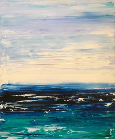 Painting titled "Wonderfull blue wor…" by Dam Domido, Original Artwork, Oil Mounted on Wood Stretcher frame