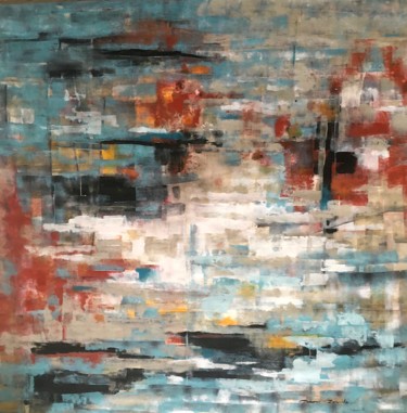 Painting titled "Water city" by Dam Domido, Original Artwork, Acrylic