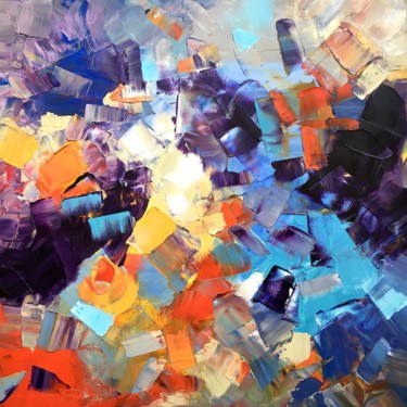 Painting titled "Abstraction lumineu…" by Dam Domido, Original Artwork, Oil