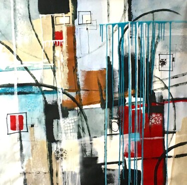 Schilderij getiteld "Midnight in the city" door Dam Domido, Origineel Kunstwerk, Acryl