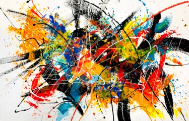 Painting titled "Multicolored motion" by Dam Domido, Original Artwork, Acrylic