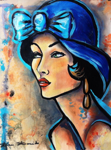 Painting titled "Belle demoiselle..." by Dam Domido, Original Artwork, Oil