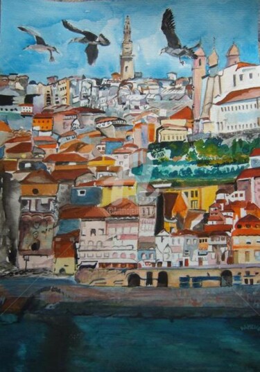 Pintura intitulada "Ribeira-Porto" por Damenós, Obras de arte originais