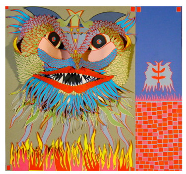 Collages titulada "Mascara Pez" por Damian Ignacio Eselevsky Esell, Obra de arte original