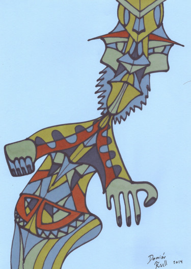 Dibujo titulada "Barbatu" por Damian Ignacio Eselevsky Esell, Obra de arte original, Rotulador