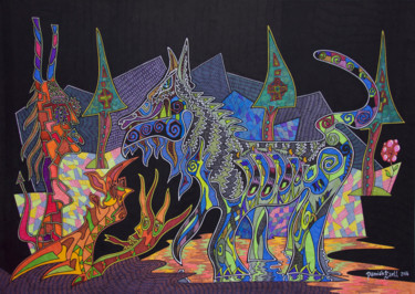 Pintura titulada "Fabula del lobo, la…" por Damian Ignacio Eselevsky Esell, Obra de arte original, Otro