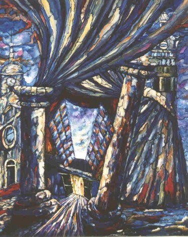 Pintura titulada "Las Columnas" por Damian Suarez Ioshi, Obra de arte original