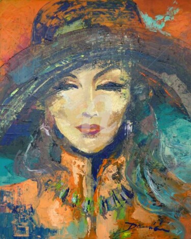 Painting titled "la mexicaine" by Damian Tirado, Original Artwork, Oil