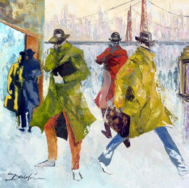 Pintura titulada "les hommes pressés" por Damian Tirado, Obra de arte original, Acrílico