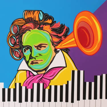 绘画 标题为“Roll Over Beethoven” 由Damião Vieira, 原创艺术品, 丙烯